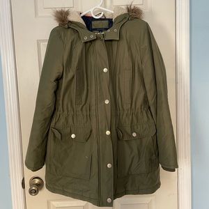 Tommy Hilfiger olive green winter jacket.
